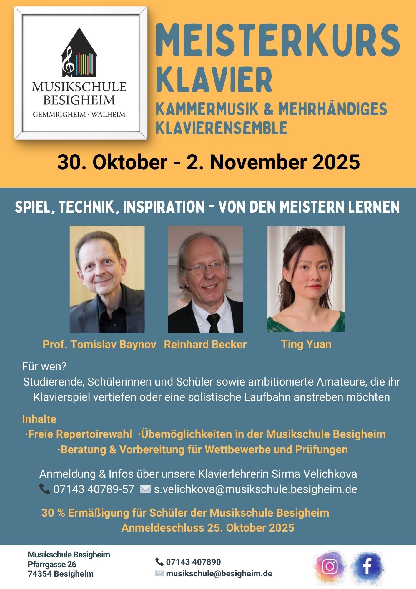 Ausschreibung Meisterkurs Klavier 2025 Plakat